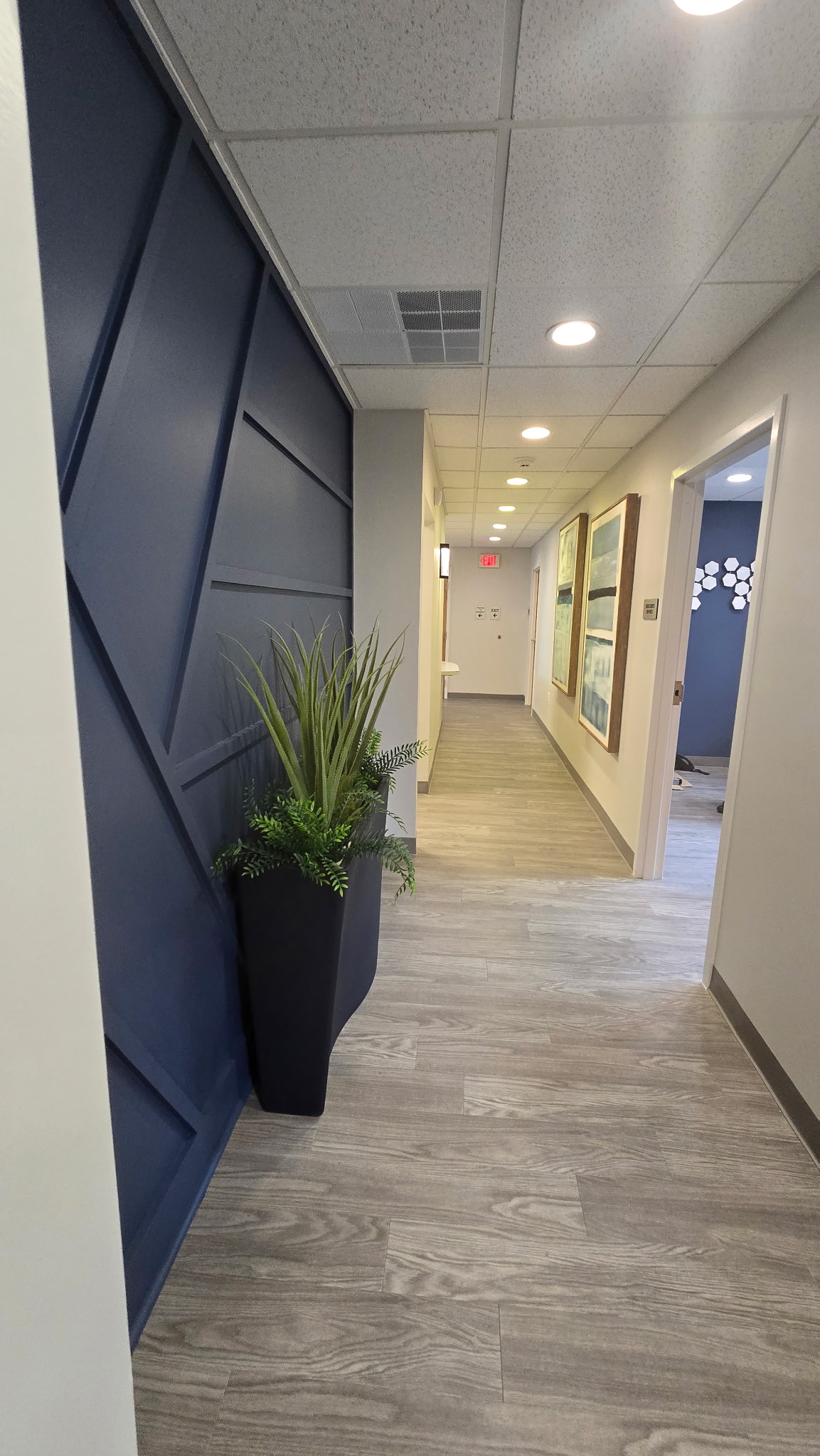 Hallway leading to exam rooms at IGEA's Hillsborough, NJ office